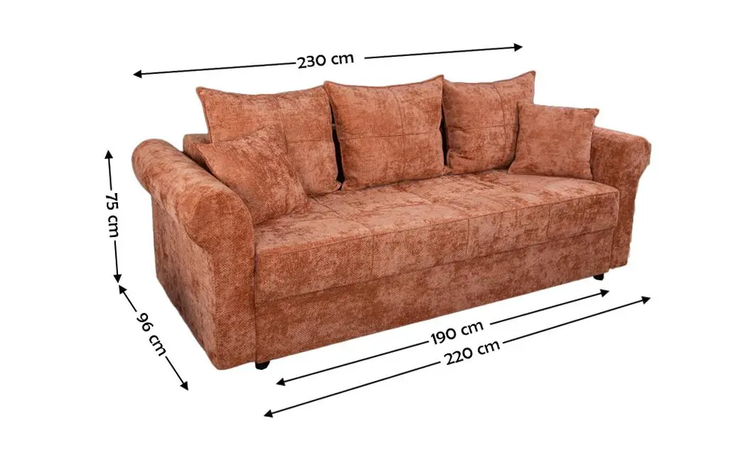 Canapea Extensibilă Elsa Bonell Mini, Rosu caramiziu 2