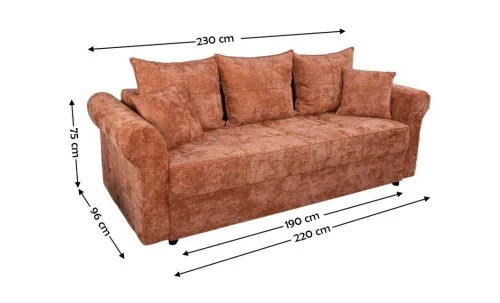 Canapea Extensibilă Elsa Bonell Mini, Rosu caramiziu