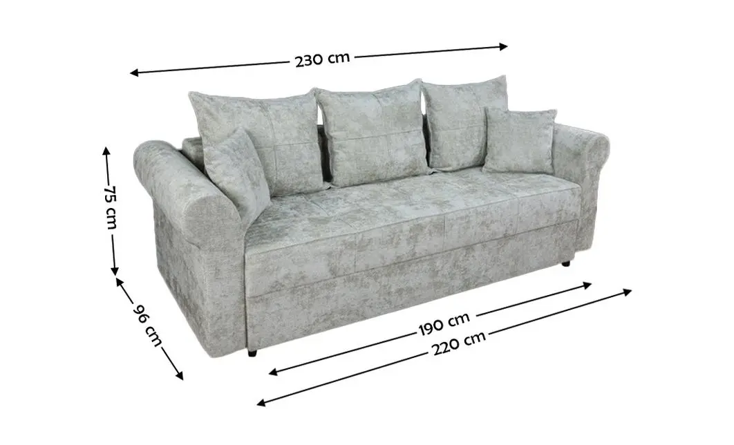 Canapea Extensibilă Elsa Bonell Mini, Gri deschis 2