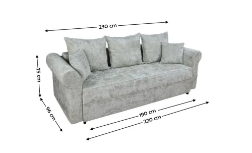 Canapea Extensibilă Elsa Memory Mini, Gri deschis