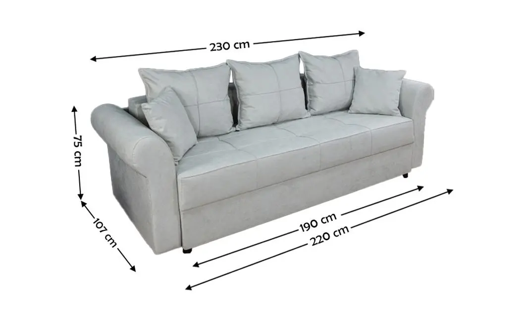 Canapea Extensibilă Elsa Bonell Max, Gri Deschis 2