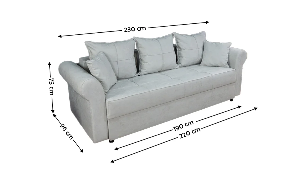 Canapea Extensibilă Elsa Memory Mini, Gri deschis 2