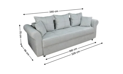 Canapea Extensibilă Elsa Memory Mini, Gri deschis