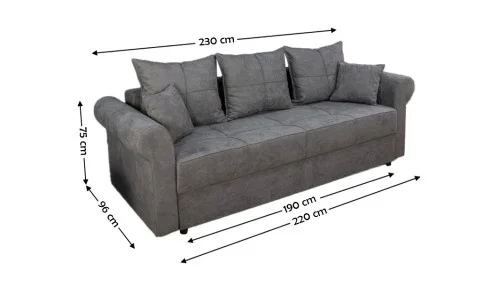 Canapea Extensibilă Elsa Memory Mini, Gri inchis