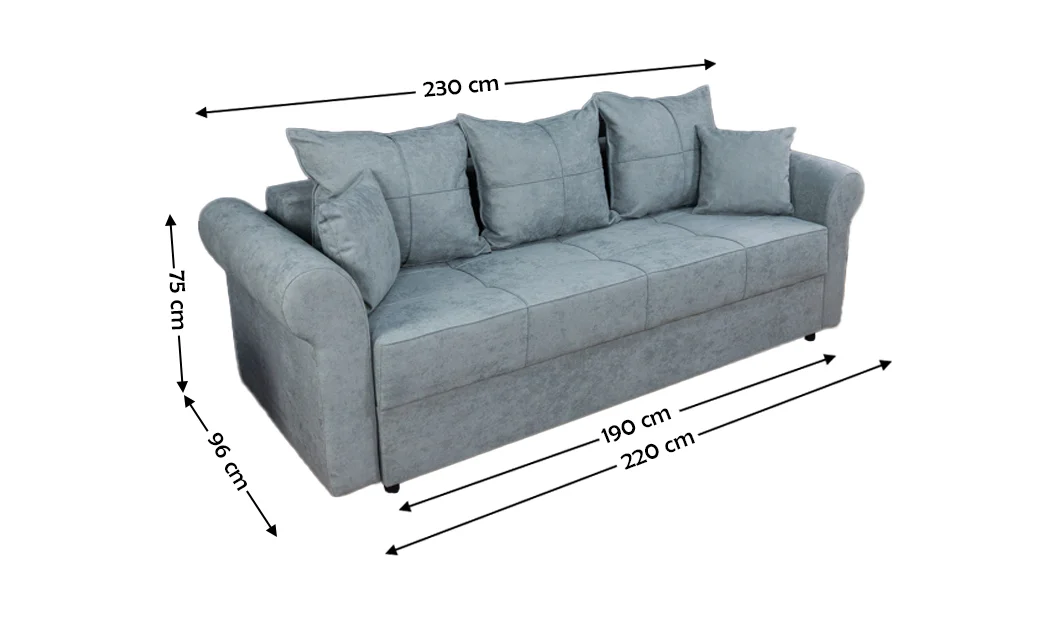 Canapea Extensibilă Elsa Memory Mini, Gri albastrui 2