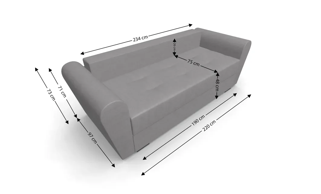 Canapea Extensibila Lacrima Mini, Gri 5