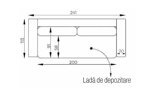 Canapea Extensibilă Karisa , Cu Ladă Depozitare, Stofă Premium Vogue 03 