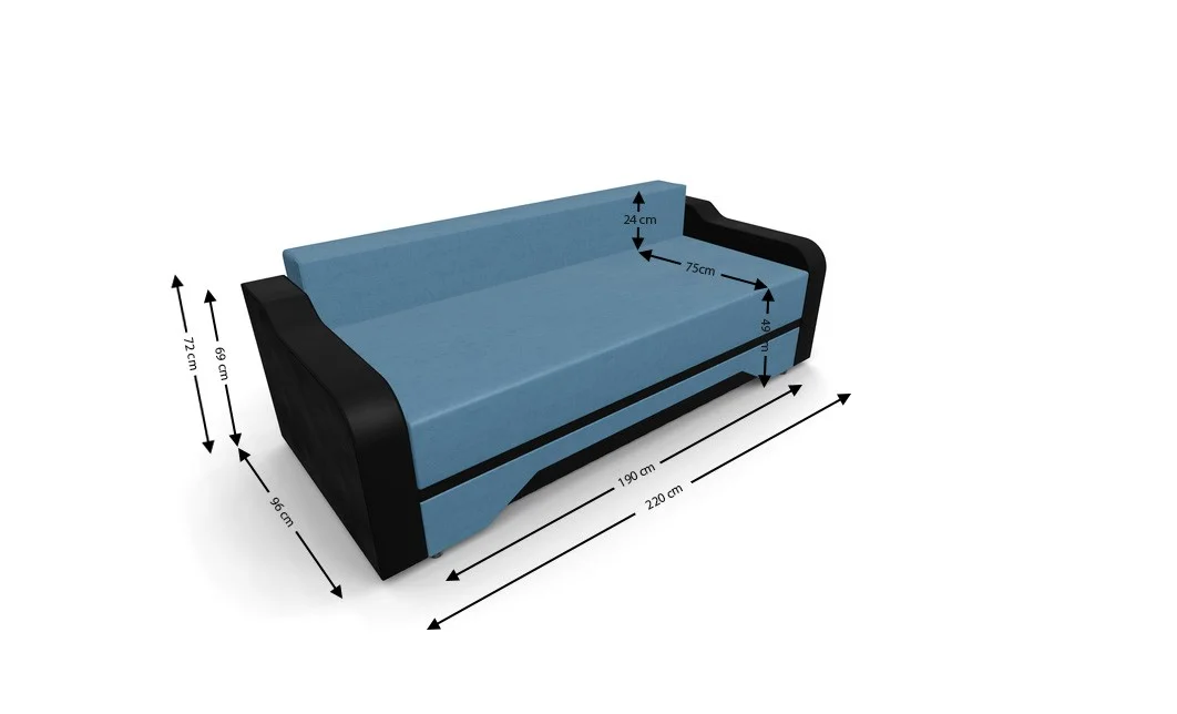 Canapea Extensibila Royal Mini, Albastru deschis 4