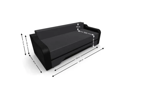 Canapea Extensibila Royal Mini, Gri carbune