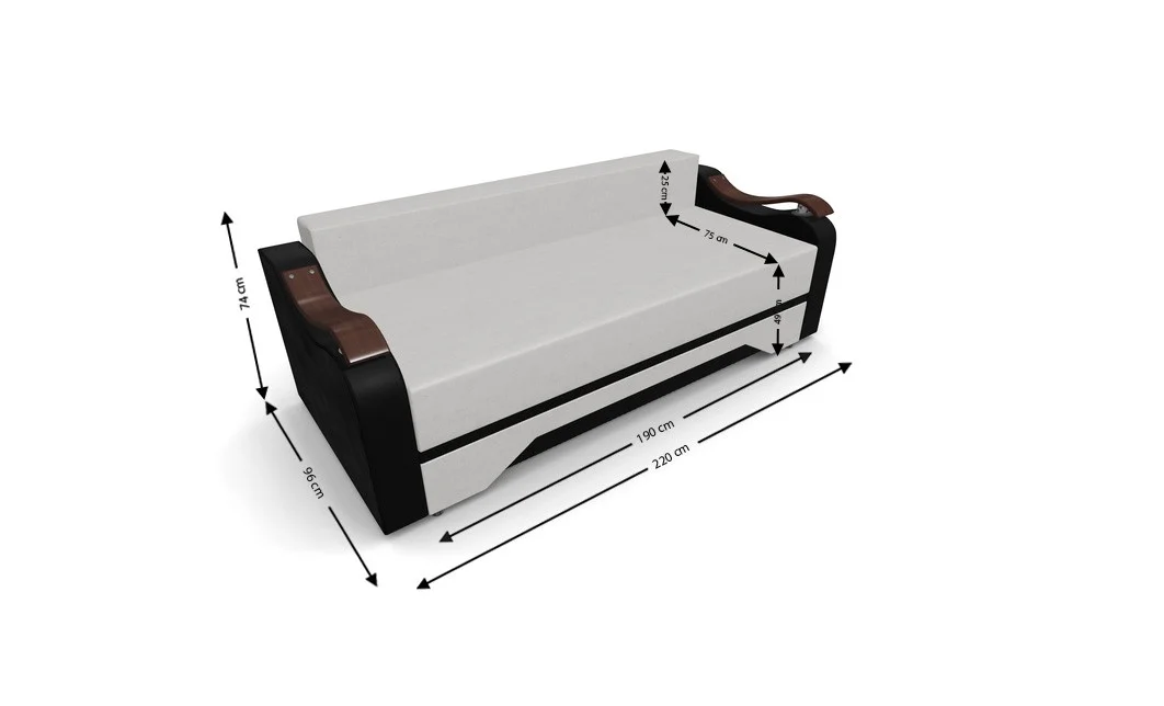 Canapea Extensibila Sally Mini, Bej deschis/Negru 4