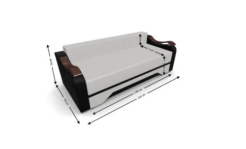 Canapea Extensibila Sally Mini, Bej deschis/Negru