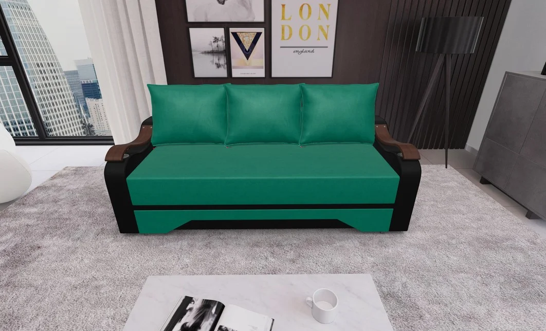 Canapea Extensibila Sally Mini, Verde/Negru 1
