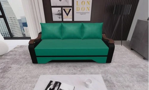Canapea Extensibila Sally Mini, Verde/Negru