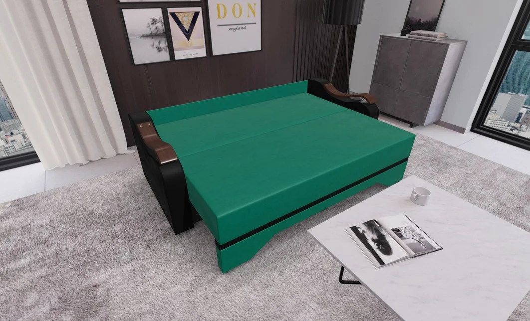 Canapea Extensibila Sally Mini, Verde/Negru 3