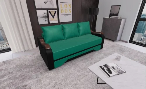 Canapea Extensibila Sally Mini, Verde/Negru