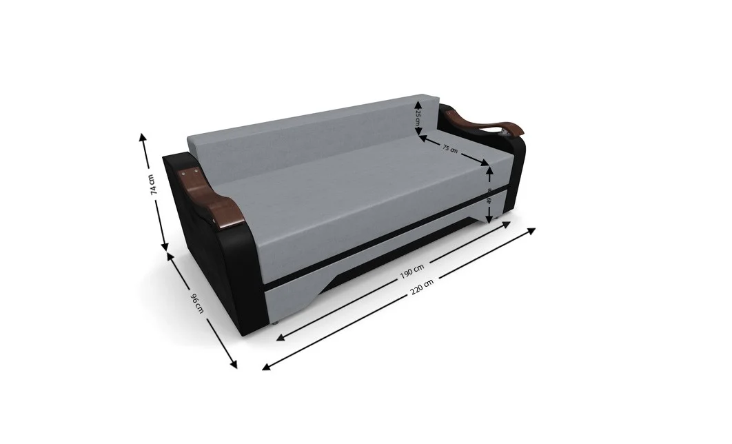 Canapea Extensibila Sally Mini, Gri/Negru 4