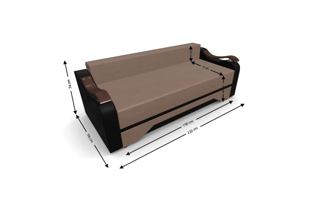 Canapea Extensibila Sally Mini, Maro/Negru 4