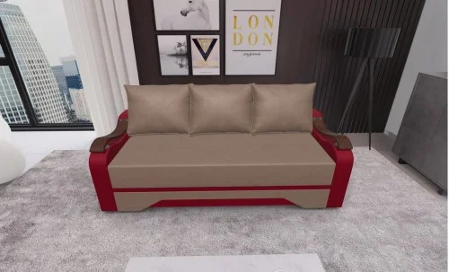 Canapea Extensibila Sally Mini, Maro/Rosu