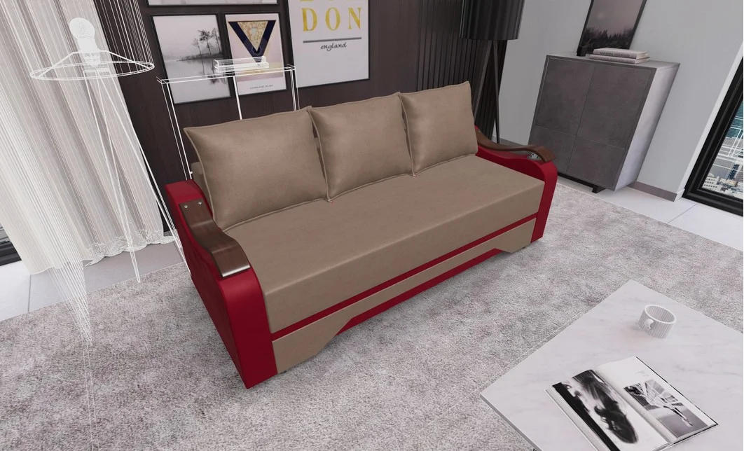 Canapea Extensibila Sally Mini, Maro/Rosu 2