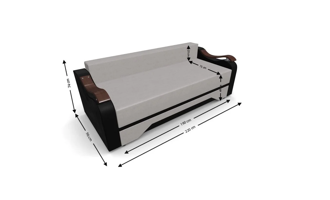 Canapea Extensibila Sally Mini, Crem/Negru 4