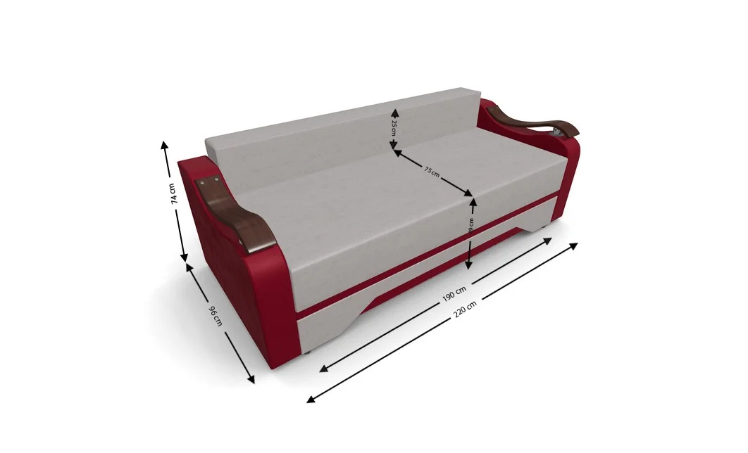 Canapea Extensibila Sally Mini, Crem/Rosu 4