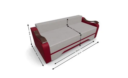 Canapea Extensibila Sally Mini, Crem/Rosu