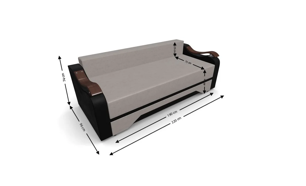 Canapea Extensibila Sally Mini, Bej/Negru 4