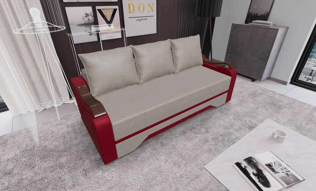 Canapea Extensibila Sally Mini, Bej/Rosu 3