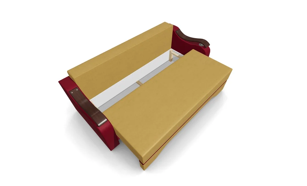Canapea Extensibila Sally Mini, Mustar/Rosu 5