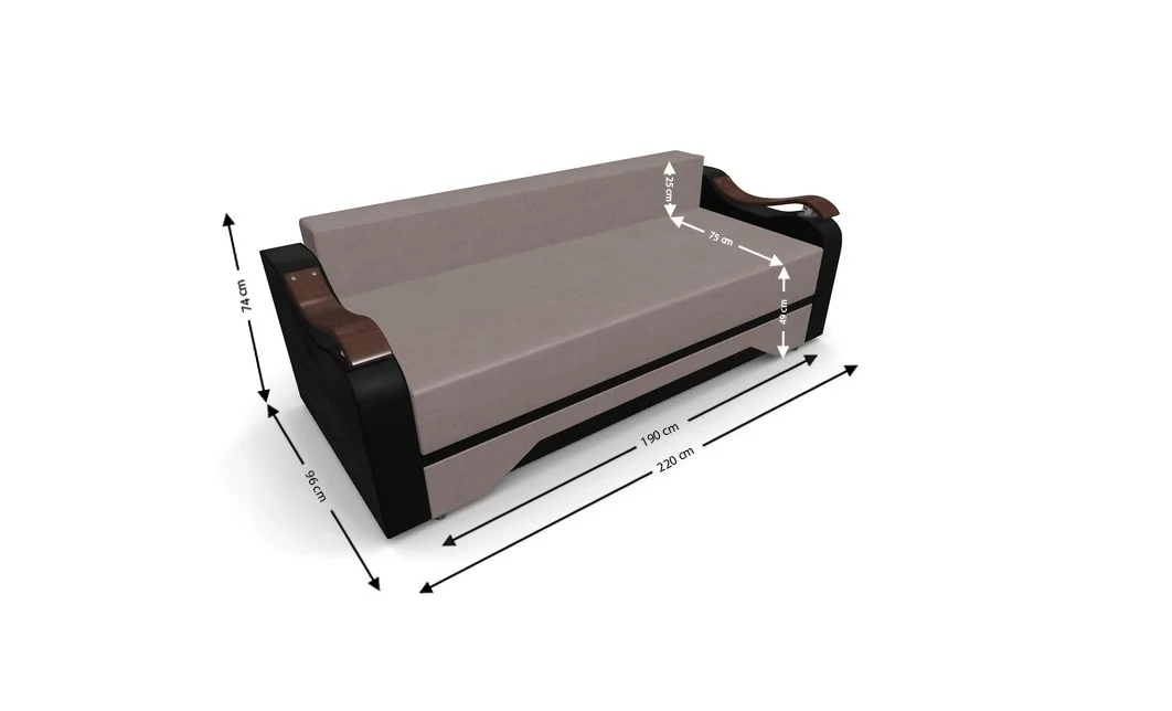 Canapea Extensibila Sally Mini, Maro deshis/Negru 4