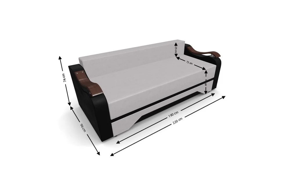 Canapea Extensibila Sally Mini, Crem/Negru 4