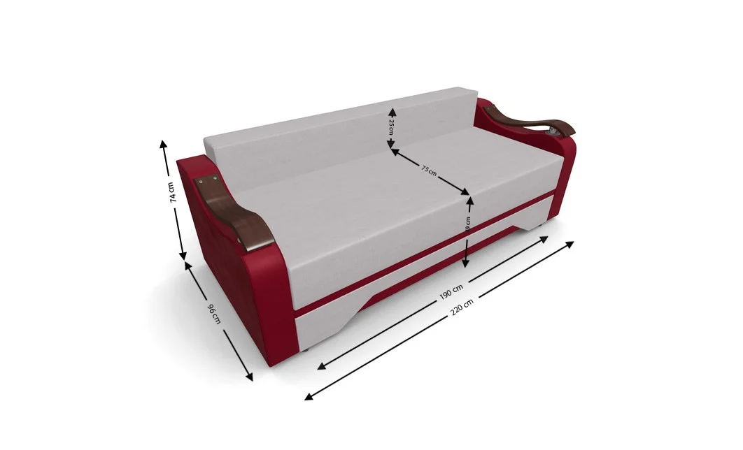 Canapea Extensibila Sally Mini, Crem/Rosu 4