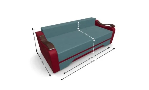 Canapea Extensibila Sally Mini, Albastru marin/Rosu