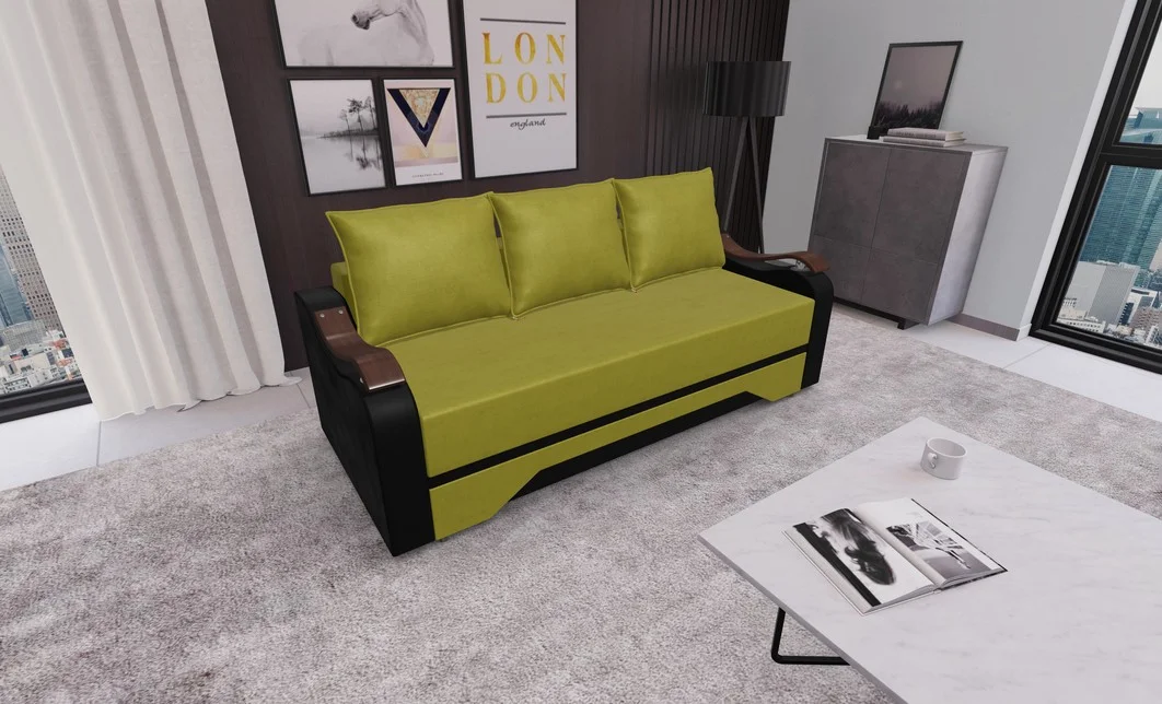 Canapea Extensibila Sally Mini, Verde masliniu/Negru 2