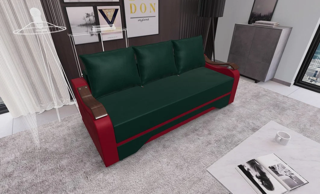 Canapea Extensibila Sally Mini, Verde/Rosu 2