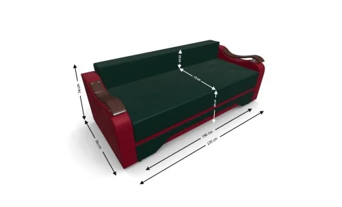 Canapea Extensibila Sally Mini, Verde/Rosu