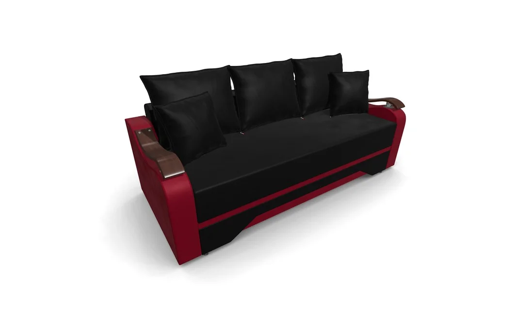 Canapea Extensibila Sally Mini, Negru/Rosu 7