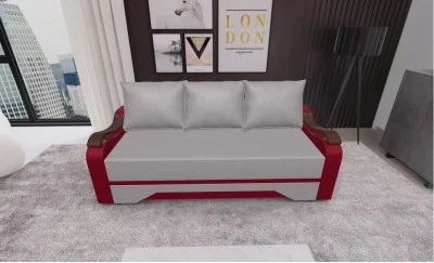 Canapea Extensibila Sally Mini, Bej/Rosu