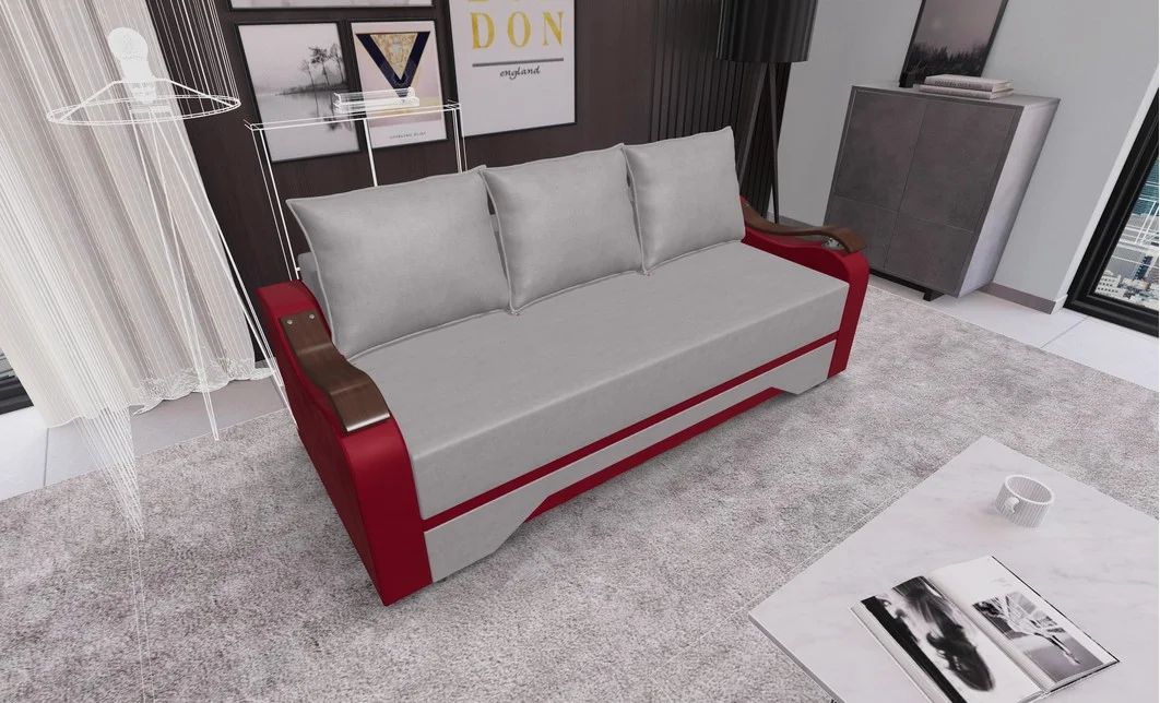 Canapea Extensibila Sally Mini, Bej/Rosu 2