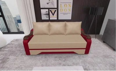 Canapea Extensibila Sally Mini, Maro deschis/Rosu