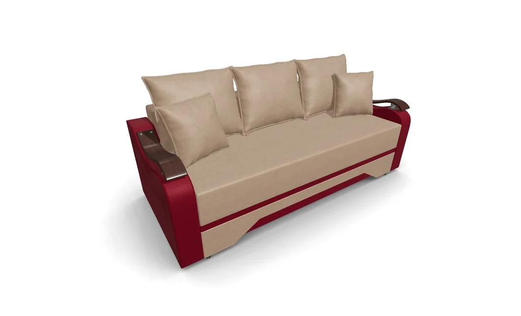 Canapea Extensibila Sally Mini, Maro deschis/Rosu 7