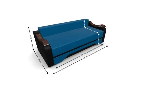 Canapea Extensibila Sally Mini, Turquaz/Negru
