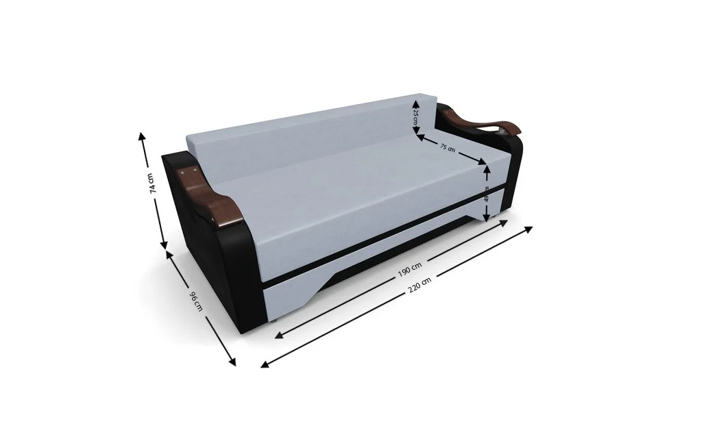 Canapea Extensibila Sally Mini, Argintiu/Negru 4