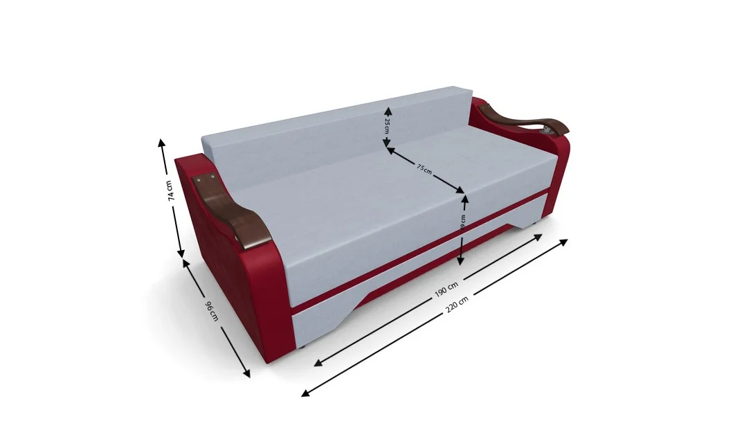 Canapea Extensibila Sally Mini, Argintiu/Rosu 4