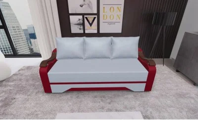 Canapea Extensibila Sally Mini, Argintiu/Rosu