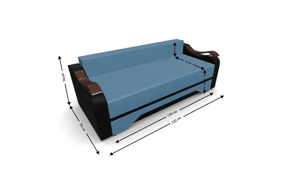 Canapea Extensibila Sally Mini, Albastru deschis/Negru 4
