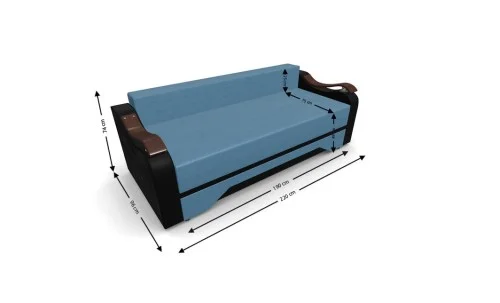 Canapea Extensibila Sally Mini, Albastru deschis/Negru