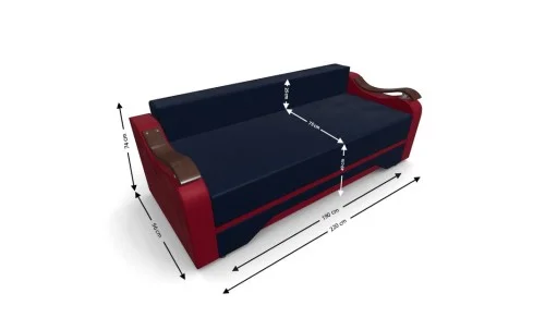 Canapea Extensibila Sally Mini, Albastru inchis/Rosu