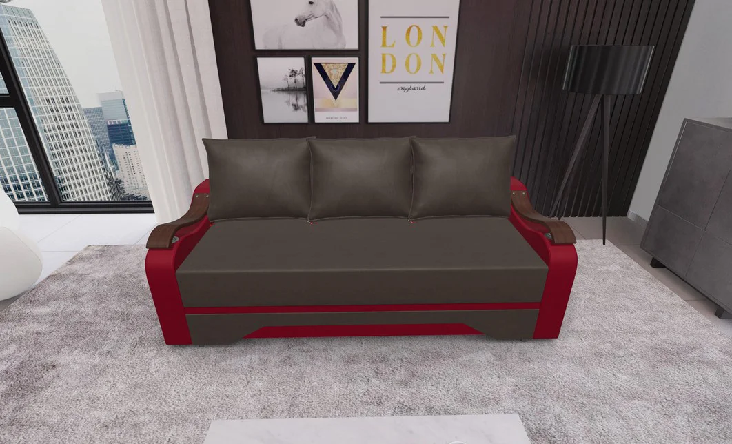 Canapea Extensibila Sally Mini, Maro/Rosu