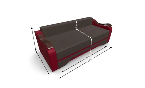Canapea Extensibila Sally Mini, Maro/Rosu